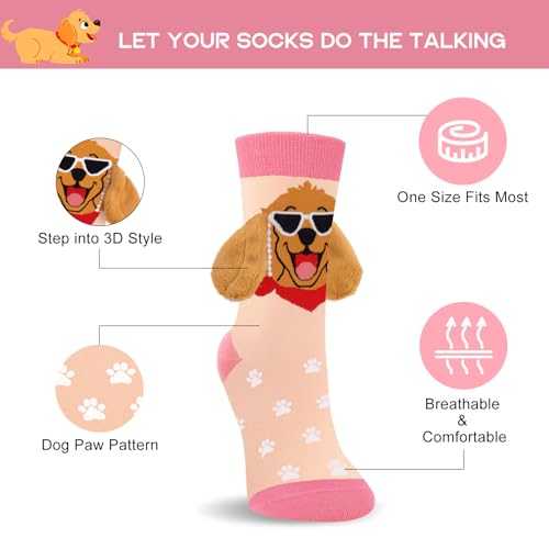 Lustige 3D Golden Retriever Hunde Socken für Damen Mama Teenager Mädchen - Bunte Witzige Motiv Coole Tier Socken - Muttertag Ostern Geburtstag Weihnachten Geschenke Ideen für Hundeliebhaber Hundemama