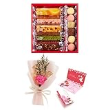 母の日 花とお菓子セット メッセージカード付き キュートセレクション11個 ＆ ソープフラワーカーネーションブーケ ピンク セット