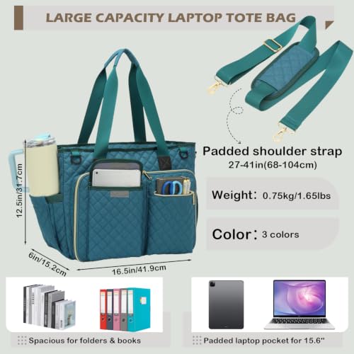 Teacher Tote Bag for Women, 15.6 inch Laptop Work Bag with Cup Holder by BISKLNDN - Used condition - Image 5