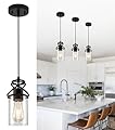 Pendant Kitchen Island Light, Modern Pendant Lighting with Glass Shade, E26 Socket and Adjustable Cable, Suitable for Living Rooms, Bedrooms, Hallways