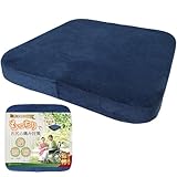 [RUKESUTA/介護の専門家監修] 車椅子用クッション 座面クッション メモリーフォーム 体圧分散 立体形状 滑り止め付き 防水カバー対応 介護用 車いす 床ずれ対策 長時間座位 (ネイビー, 単品)