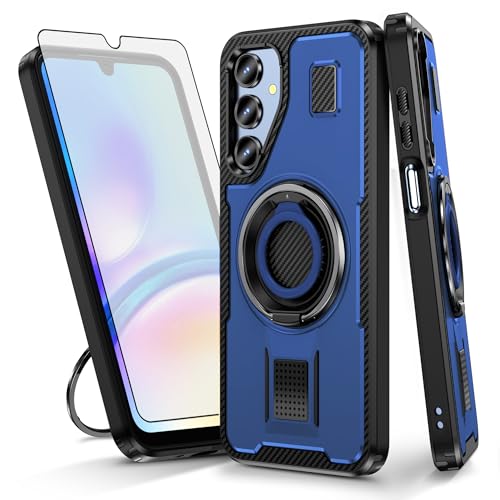 Coque Samsung Galaxy A16 5G avec protège-écran verre trempé et anneau bleu Asuwish