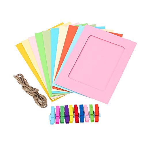 Get Orange DIY Paper Photo Frame Wall Deco with Mini Clothespins and Stickers - Fits 4