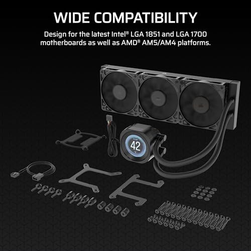 CORSAIR Nautilus 360 RS LCD Liquid CPU Cooler – 2.1" IPS LCD Screen, 360mm AIO, Low-Noise, Daisy-Chain, Intel LGA 1851/1700, AMD AM5/AM4 – 3X RS120 Fans Included – Black by Corsair - Image 8
