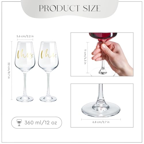 AW BRIDAL Mr and Mrs Wine Glasses Set of 2 for Engagement Bridal Shower, Wedding Gifts for Newlywed Couples 2025, Personalized Anniversary Wine Glass Gift Basket for Bride Groom and Fiance Fiancee - Thumbnail 6