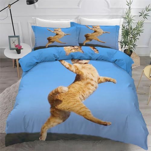 Housse de couette chat à poil dur en microfibre douce avec zip