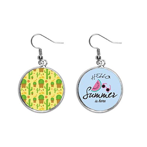 Pendientes de sandía con patrón de cactus joyería alegre con esmalte