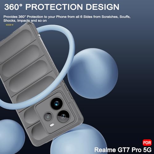 Image of TheGiftKart Liquid Silicon Back Cover Case for Realme GT 7 Pro 5G | Shockproof Military Grade Protection | Micro-Fibre Cloth On Inner Side | Anti-Slip Grip Back Case for Realme GT7 Pro (TPU, Grey)