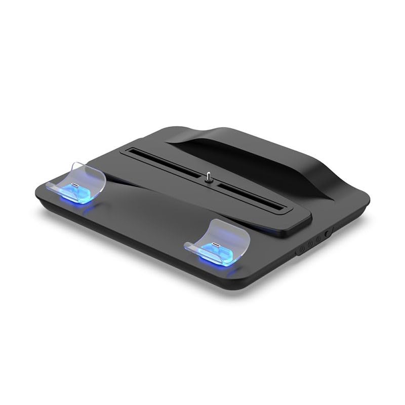 Stazione di ricarica per controller con 3 ventole di raffreddamento e indicatore LED per console PlayStation 5, nero