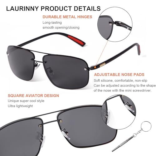 Image of Ultra Lightweight Polarized Square Aviator Sunglasses for Men Women Trendy Fashion Double Bridge Pilot Sun Glasses