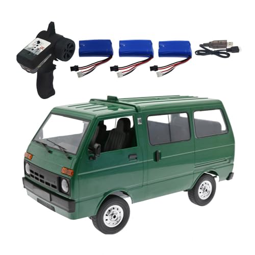 NULA WPL D42 RC Coche Van, 1/10 Escala 2.4G teledirigido todo terreno 4WD RC Drift Truck con luces LED Simulación completa Camión Crawler para adultos – Verde/3 pilas