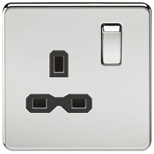 Knightsbridge SFR7000PC Screwless 13A 1G Dp Switched Socket-Polished Chrome, Silver
