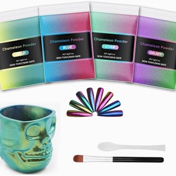 JANCHUN Chameleon Unicorn Chameleon Chalk Set, 12/8/4 Colour Chalks with Applicator and Skull Cup, Colour Changing Pigments (4)