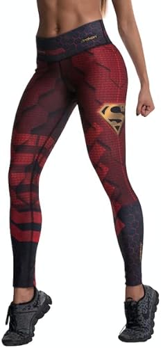 Drakon Leggings Colombian Activewear High Waisted Legging for Women Supergirl Yoga Pant Crossfit Workout Compression Pant Halloween Leggings for Women Red