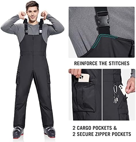 BALEAF Men's Ski Bibs Insulated Trousers Snow Pants Warm Skiing Suits Snowboarding Work Trousers