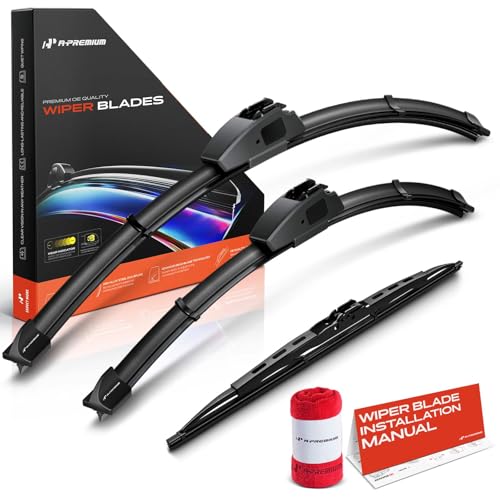 A-Premium 24"+15"+17" Windshield Wiper Blades Compatible with Nissan X-Trail 2005-2006 - Front Rear Wipers Blade Set for Hook/Hook Arm Connector, with Wear Indicator & Towel (Pack of 3) by A-Premium - Used condition - US$8.52
