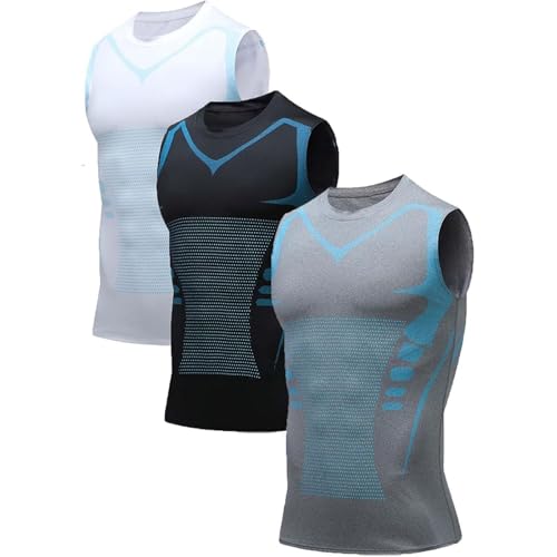OLYGEE V-Boost V2 Shaping Tank Men, Quick-Drying Wicking Breathable Sleeveless Shirts, Feel the Power of Confidence (Black+Gray+Write,s)