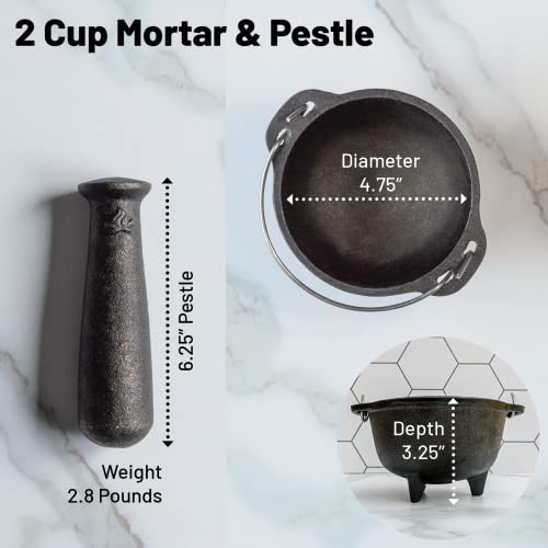 Backcountry Iron 4.75 Inch Cast Iron Mortar And Pestle Set 2 Cup Spice Grinder #TOP1