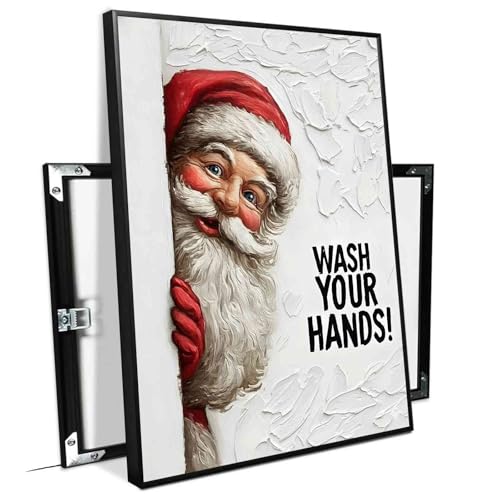Funny Santa Bathroom Art Wash Your Hands Poster Christmas Wall
