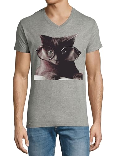 T-shirt col en V coton gris hipster avec finitions premium et maille respirante