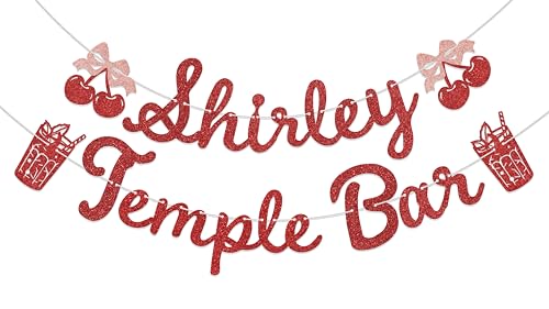 JTUYYT Shirley Temple Bar Banner Dirty Soda Bar Supplies for Congrats Grad Graduation Party Decoration Supplies Red Glitter
