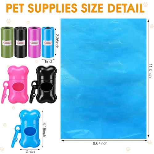 Image of Teling 3000 Count Dog Poop Bags with 3 Dispensers, Colourful