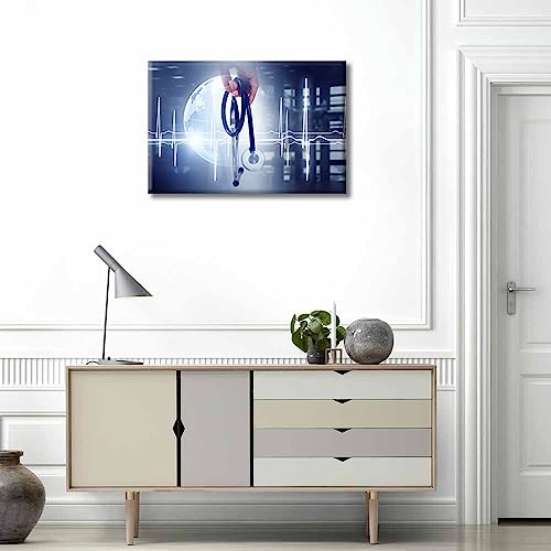 Image of TUMOVO Home Decor Modern Medicine Concept Pictures Bathroom Decor Wall Art 1 Panel Science and Medical Wall Art Contemporary Home Decor Print on Canvas Ready to Hang (12 inch Wx18 H)