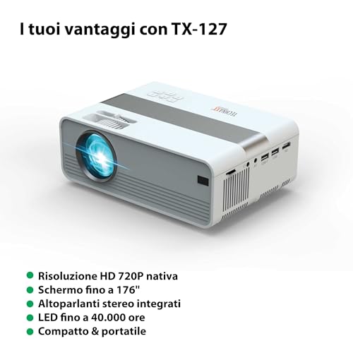 Technaxx Mini-Led Hd Proiettore – Videoproiettore Portatile Con Risoluzione Hd 720P, Schermo 176", Led 40.000H, Hdmi/Usb/Vga/Av/Microsd – Ideale Per Home Cinema, Giochi E Presentazioni - TX-127 - 8