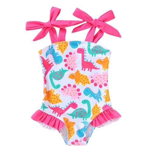 Image of YOUNGER TREE Toddler Swimsuit Girl Color Block Stripe One-Piece Swimwear Baby Girl Bathing Suits