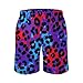 Summer Beach Shorts for Men, Fashion Quick Dry Board Shorts Trippy Red Pink Purple Blue Cheetah Leopard Print Lightweight Swim Trunks with Drawstring (L)