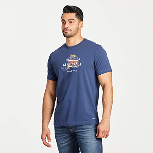 Life Is Good Men's Vintage Crusher Graphic T-Shirt Jake And Rocket Road Trip, Darkest Blue, X-Large #TOP1