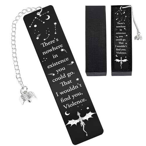Berirexrion Cool Fourth Wing Bookmark - Gift for Fantasy Book Lovers Dragon Metal Bookmarks for Men Novel Fans Bookworm Black Page Markers Boys Kids Readers Teachers Students Birthday School Office