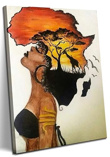 Toile murale afro-américaine chic pour chambre à coucher au design épuré