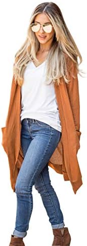 Women's Long Sleeve Knit Open Front Sweater Cardigan with Pockets