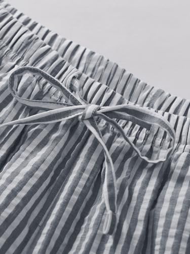 Image of Latuza Women's Cotton Bermuda Long Pajama Shorts Seersucker PJ Sleep Shorts