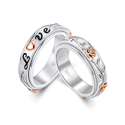 LEXLUNE Fidget Spinner Ring for Anxiety - Sterling Silver Band Ring in Rose, 'I Love You' Design by LEXLUNE - Used condition - Image 6