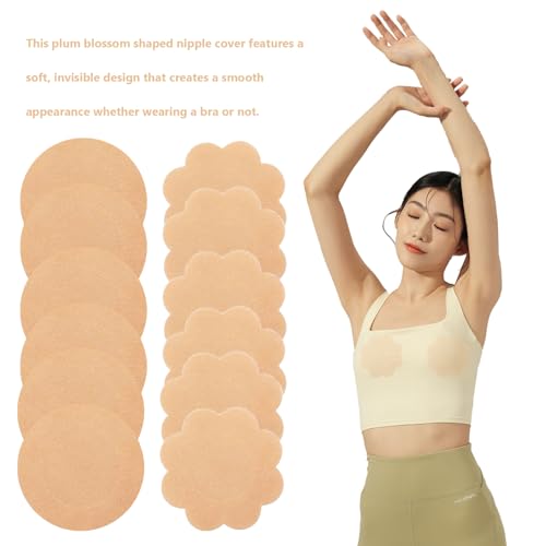 40pcs Invisible Nipple Covers - Plum Shaped Round Self-adhesive Nipple Stickers, Natural Skin Color, Petal Pasties for Women - Image 5