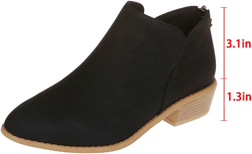 JITUUE Ankle Booties for Women,Women's Casual Dress Low Heeled Booties. V Cut Fashion Thick Heel Design Shoes