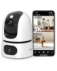 Imou 4K(3MP+5MP) Telecamera Doppio Obiettivo Interno, 360°PTZ Telecamera WiFi Interno con Doppia Lente, Rilevamento Umano, Tracciamento Intelligente, Visione Notturna a Colori, Modalità Privata 2,4ghz