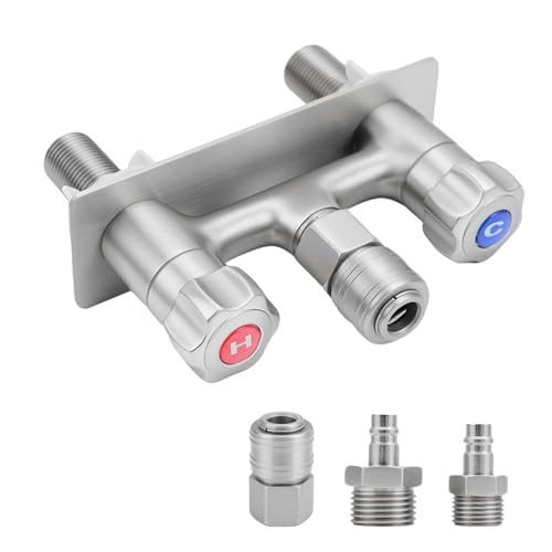 RV Exterior Quick Connect Shower Sprayer Faucet 4 inch Camper Outside Outdoor Bathroom Spray Hose Connect Faucet Valve Kit Replacement Brushed Nickel