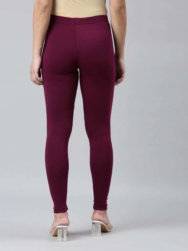 Image of GO COLORS Soft Cotton Stretch Ankle Length Leggings for Women | Breathable