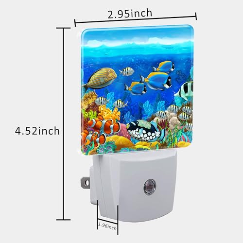 Image of Colorful Seabed Coral Reef Night Light for Kids, LED Night Light Plug into Wall with Dusk to Dawn Sensor for Girls Boys Women Men Room Decor, Hallway, Kitchen, Bathroom, Nursery, Stairs