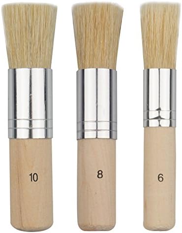 Novelfun Wooden Stencil Brush (Set of 3), Natural Bristle Brushes Perfect for Acrylic Painting, Oil Painting, Watercolor Painting, Stencil Project, Card Making and DIY Art Crafts
