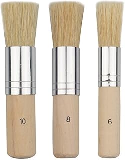 Novelfun Wooden Stencil Brush (Set of 3), Natural Bristle Brushes Perfect for Acrylic Painting, Oil Painting, Watercolor Painting, Stencil Project, Card Making and DIY Art Crafts