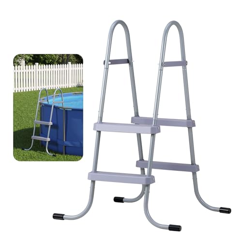 VEVOR Above Ground Pool Ladder, 2-Step Steel A-Frame Swimming Pool Stairs for 33 in High Wall, 300 lbs Capacity Entry/Exit Steps with Secure Non-Slip Sturdy Wide Step, Easy Setup Outdoor, Gray