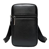 RUWLFE Bolsos de mensajero casuales cuero genuino, bolso lujo for hombres, pequeño for teléfono, cruzado for, hombro para Mujer(Black)