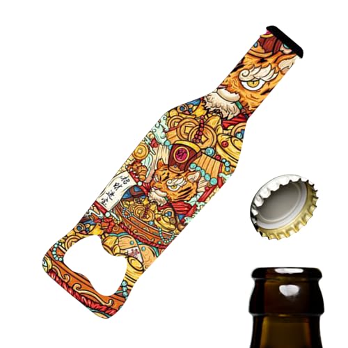 Abrebotellas magnético: abrelatas pop top de estilo chino 2 en 1 para uñas largas de barman | Abrecerveza resistente y duradero con buen agarre de acero inoxidable para refrigerador y autocaravana