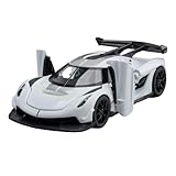 Therina Toy Cars Model Jesko White Alloy Collectibles Die-cast Vehicles with Sound and Light