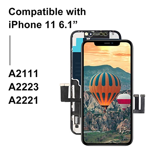 for iPhone 11 Screen Replacement 6.1”, 3D Touch Screen COF LCD Display Digitizer for A2111, A2223, A2221 with Repair Tools Kit + Waterproof Frame Adhesive Sticker