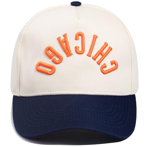 Noxhym Chicago Baseball Hats for Women Upside Down City Trucker Hat Men